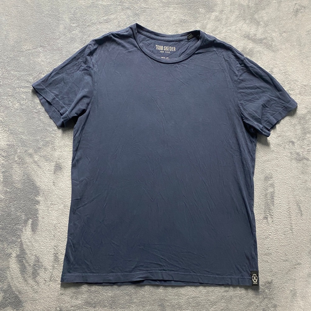 Todd Snyder T-Shirt Mens Large Navy Blue Casual Short Sleeve Cotton Logo
